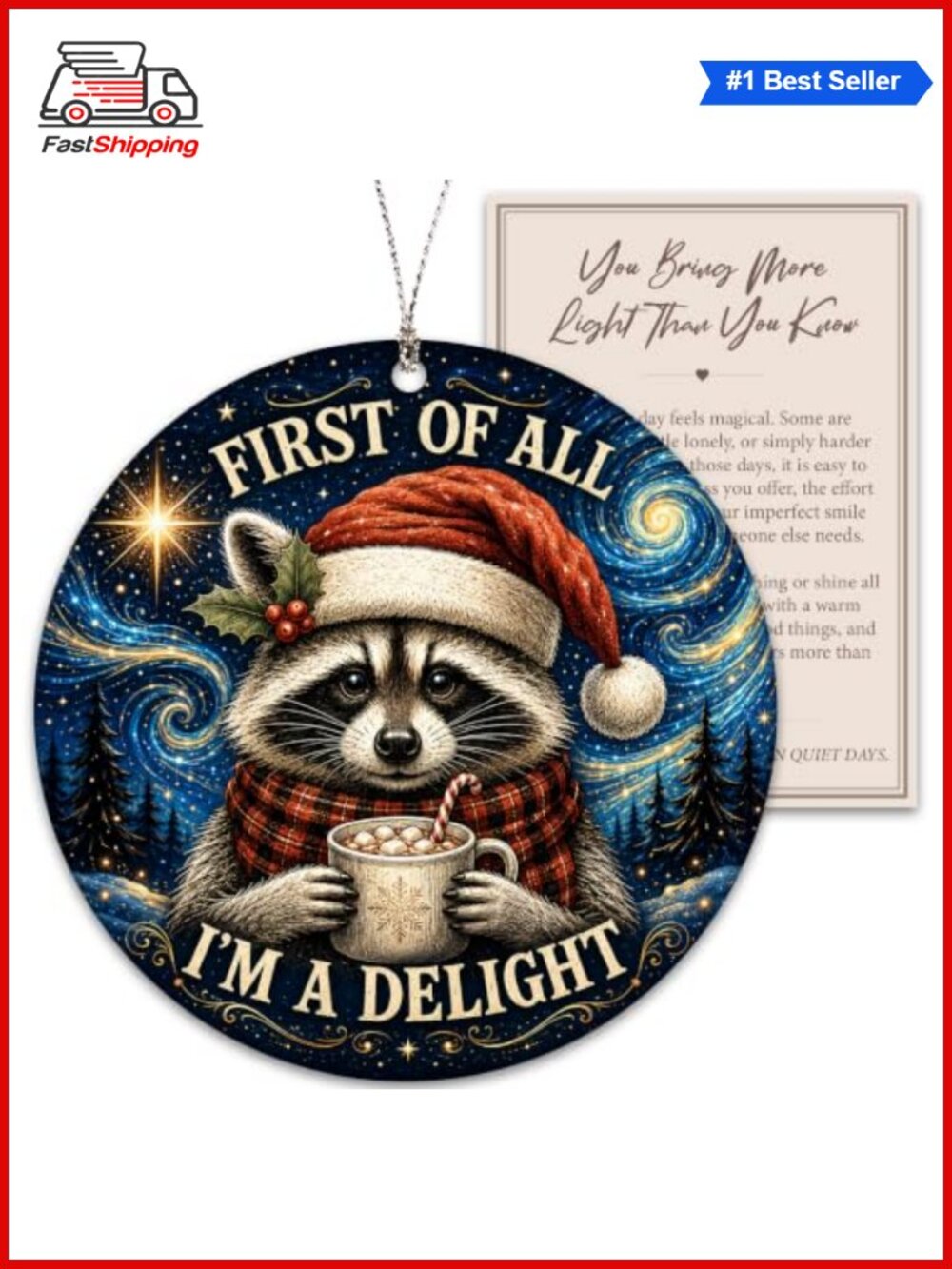 🎅 Funny Raccoon Christmas Ornament Acrylic Hanging Decor
